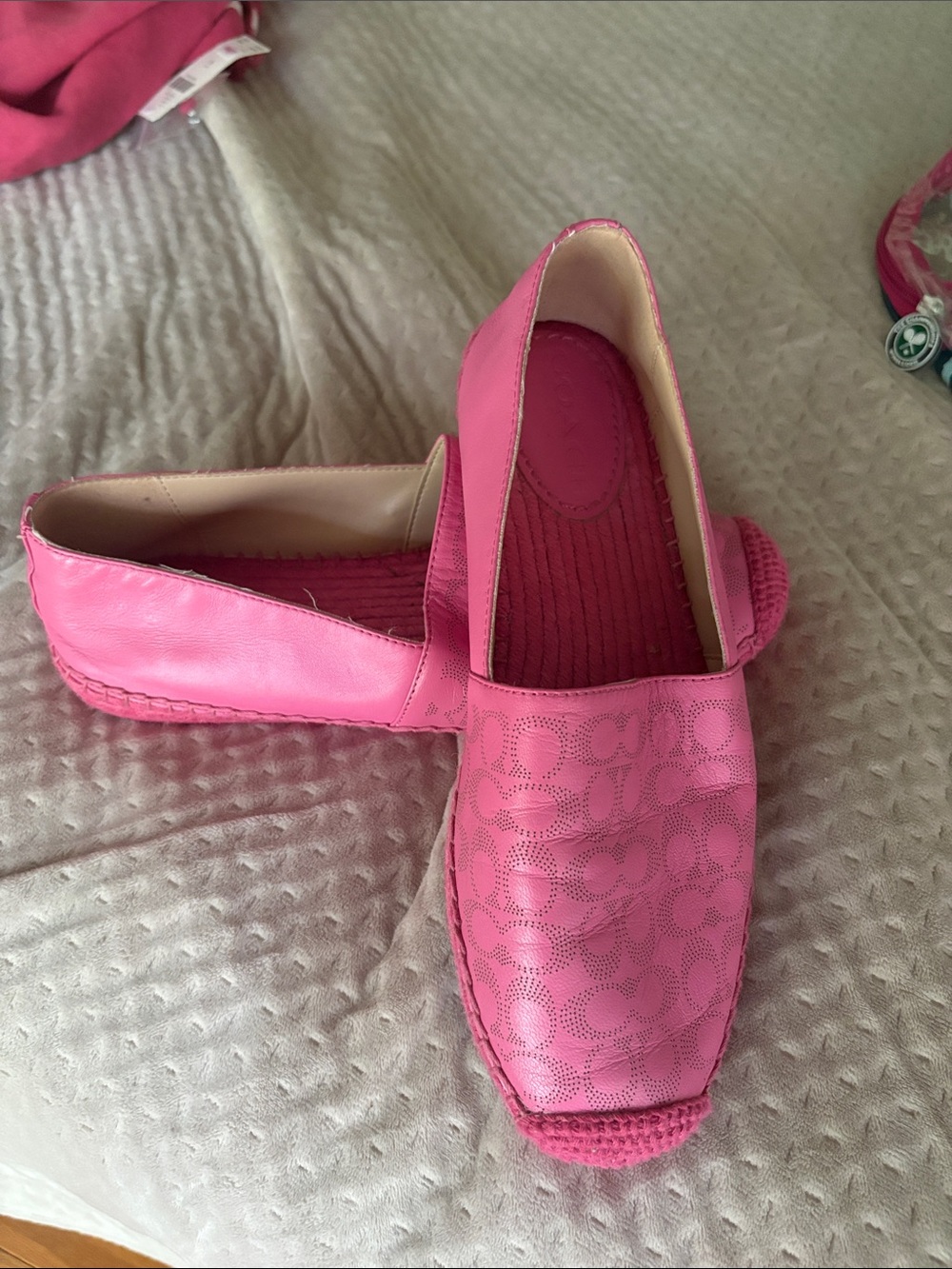 Coach Pink Signature Espadrille Slip-Ons